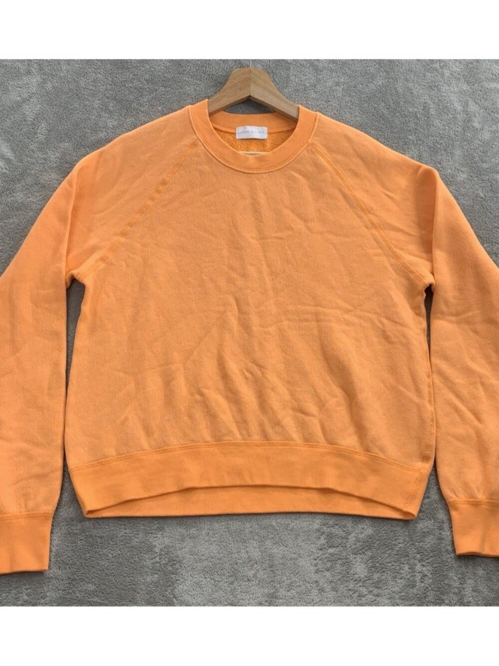 John Elliot Sweatshirt Mens Small Sweater Orange Raglan Sleeve Made USA Casual